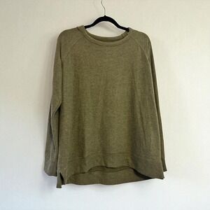 Sonoma Womens Olive Green Long Sleeve Pullover Top L Rayon/Polyester/Spandex Ble